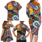Custom NAIDOC Week 2024 GWS Giants Family Matching Long Sleeve Bodycon Dress and Hawaiian Shirt Australia Aboriginal Dot Painting