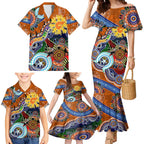 Custom NAIDOC Week 2024 GWS Giants Family Matching Mermaid Dress and Hawaiian Shirt Australia Aboriginal Dot Painting
