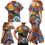 Custom NAIDOC Week 2024 GWS Giants Family Matching Mermaid Dress and Hawaiian Shirt Australia Aboriginal Dot Painting