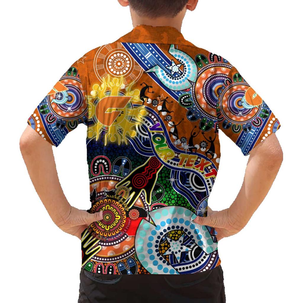Custom NAIDOC Week 2024 GWS Giants Family Matching Off The Shoulder Long Sleeve Dress and Hawaiian Shirt Australia Aboriginal Dot Painting