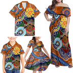 Custom NAIDOC Week 2024 GWS Giants Family Matching Off Shoulder Maxi Dress and Hawaiian Shirt Australia Aboriginal Dot Painting