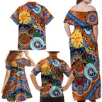 Custom NAIDOC Week 2024 GWS Giants Family Matching Off Shoulder Maxi Dress and Hawaiian Shirt Australia Aboriginal Dot Painting