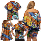 Custom NAIDOC Week 2024 GWS Giants Family Matching Off Shoulder Short Dress and Hawaiian Shirt Australia Aboriginal Dot Painting