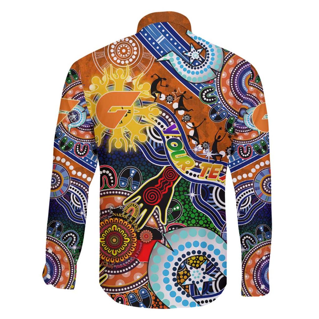 Custom NAIDOC Week 2024 GWS Giants Family Matching Off Shoulder Short Dress and Hawaiian Shirt Australia Aboriginal Dot Painting