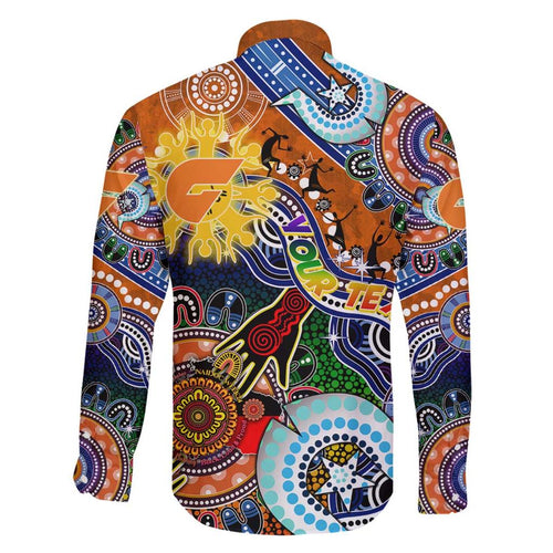 Custom NAIDOC Week 2024 GWS Giants Family Matching Off Shoulder Short Dress and Hawaiian Shirt Australia Aboriginal Dot Painting