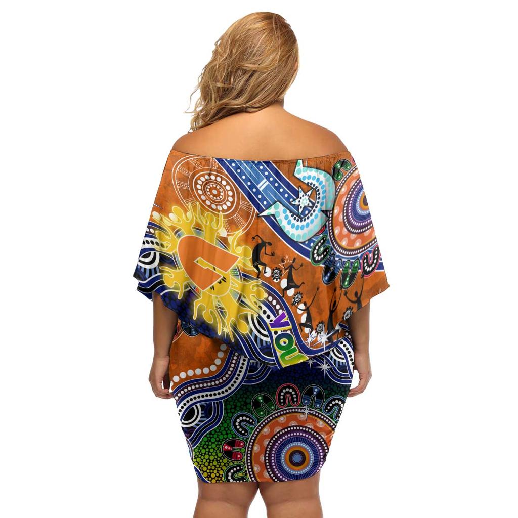 Custom NAIDOC Week 2024 GWS Giants Family Matching Off Shoulder Short Dress and Hawaiian Shirt Australia Aboriginal Dot Painting