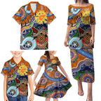 Custom NAIDOC Week 2024 GWS Giants Family Matching Puletasi and Hawaiian Shirt Australia Aboriginal Dot Painting