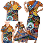 Custom NAIDOC Week 2024 GWS Giants Family Matching Short Sleeve Bodycon Dress and Hawaiian Shirt Australia Aboriginal Dot Painting