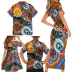 Custom NAIDOC Week 2024 GWS Giants Family Matching Short Sleeve Bodycon Dress and Hawaiian Shirt Australia Aboriginal Dot Painting