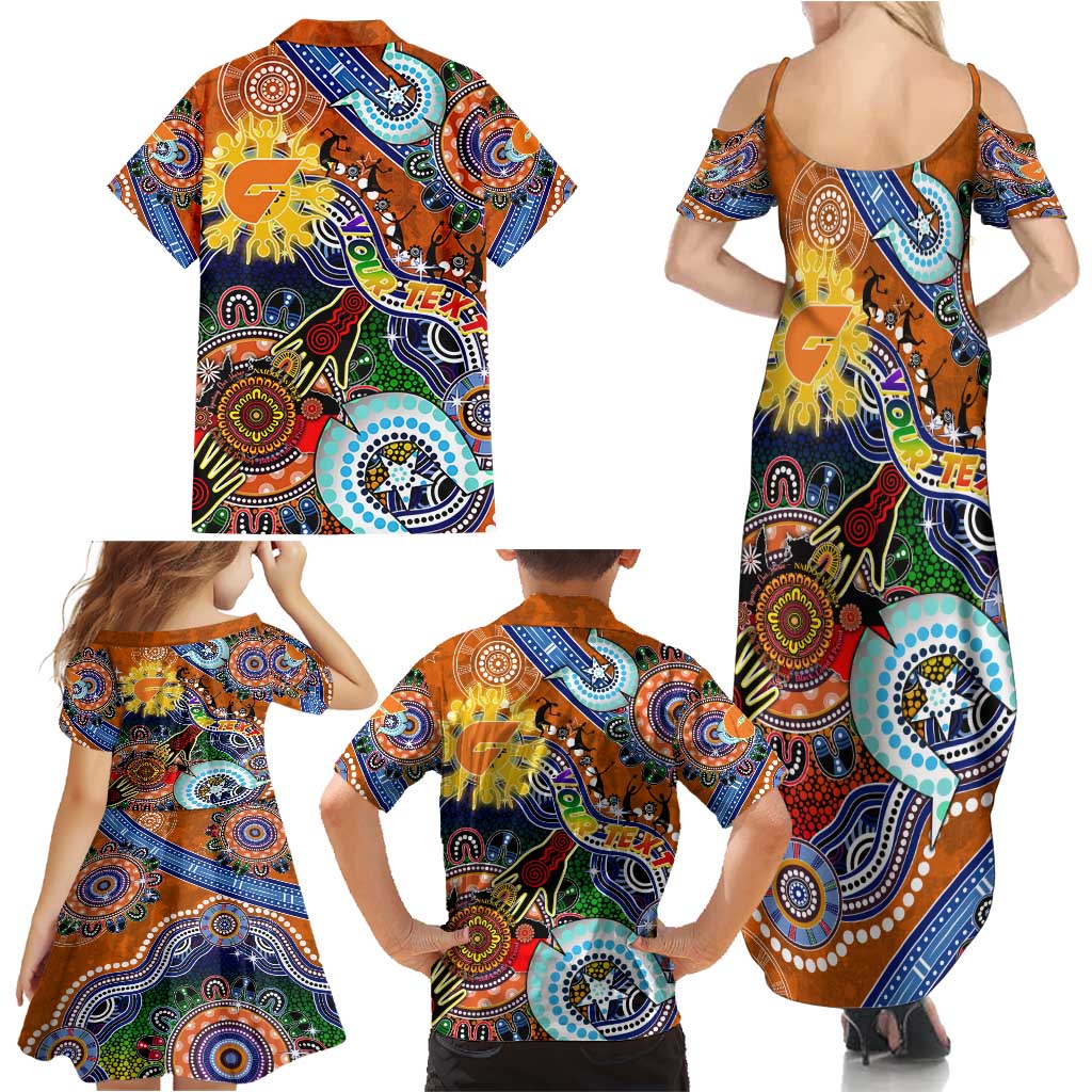 Custom NAIDOC Week 2024 GWS Giants Family Matching Summer Maxi Dress and Hawaiian Shirt Australia Aboriginal Dot Painting