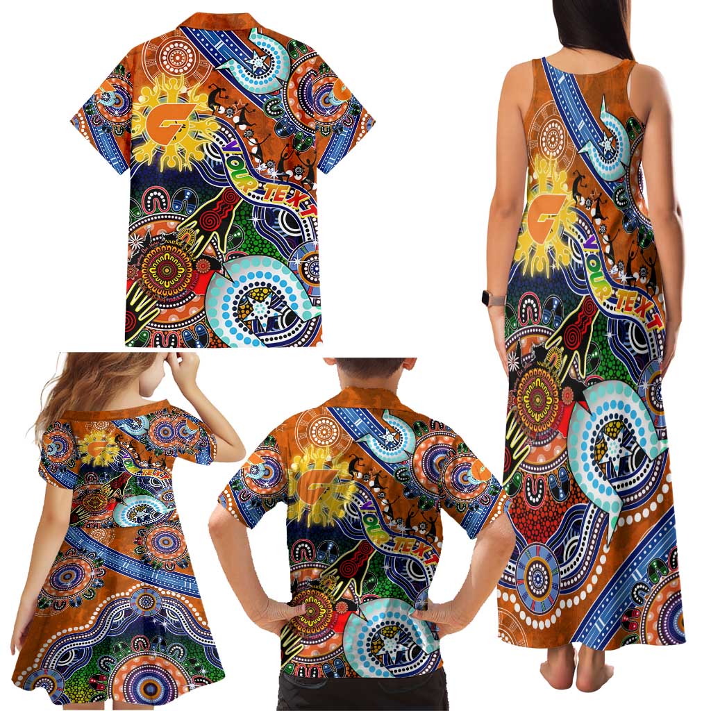 Custom NAIDOC Week 2024 GWS Giants Family Matching Tank Maxi Dress and Hawaiian Shirt Australia Aboriginal Dot Painting