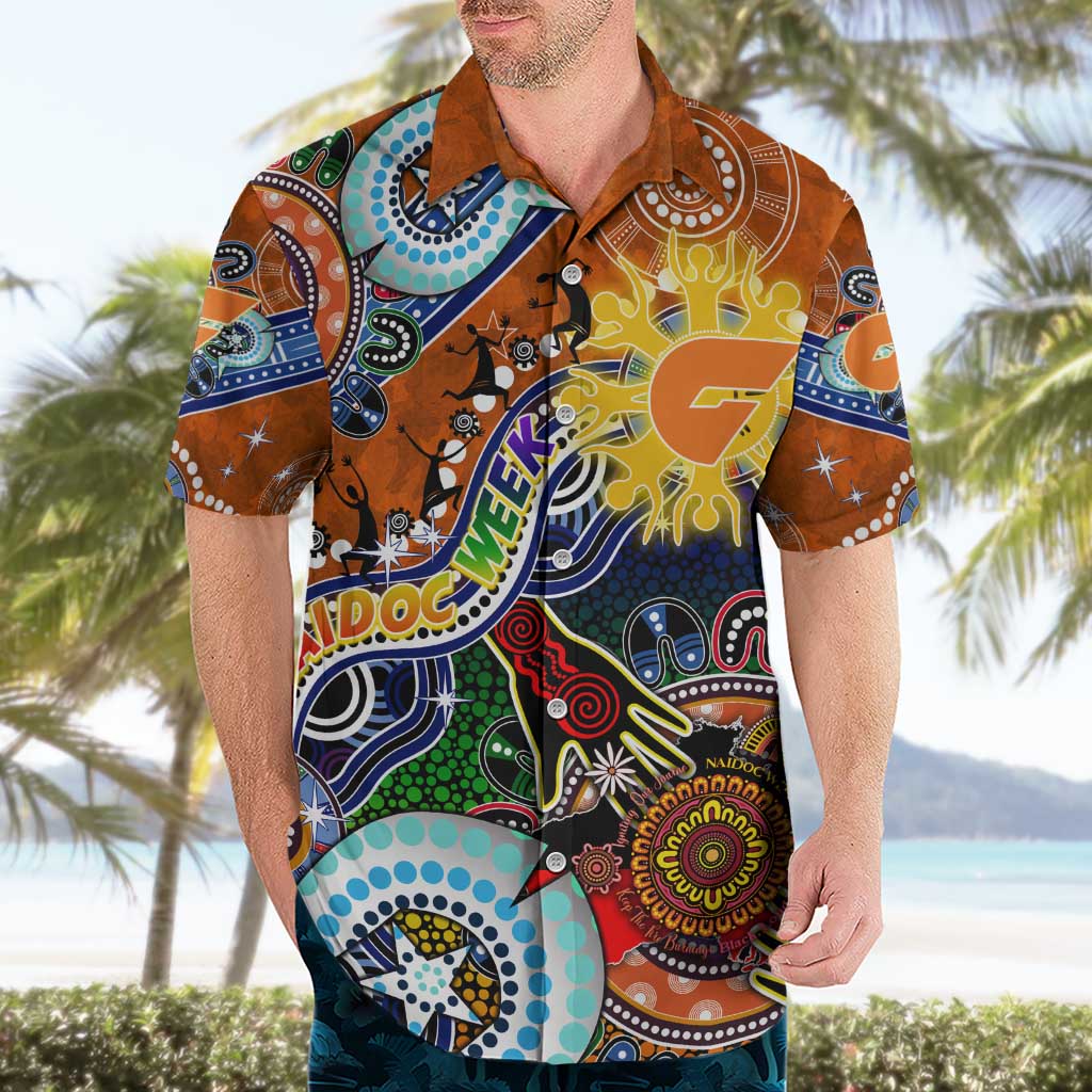 Custom NAIDOC Week 2024 GWS Giants Hawaiian Shirt Australia Aboriginal Dot Painting