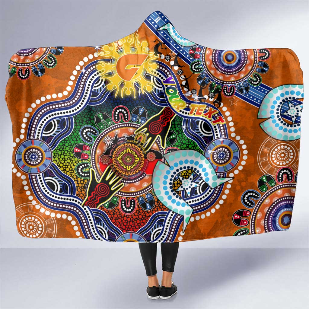 Custom NAIDOC Week 2024 GWS Giants Hooded Blanket Australia Aboriginal Dot Painting