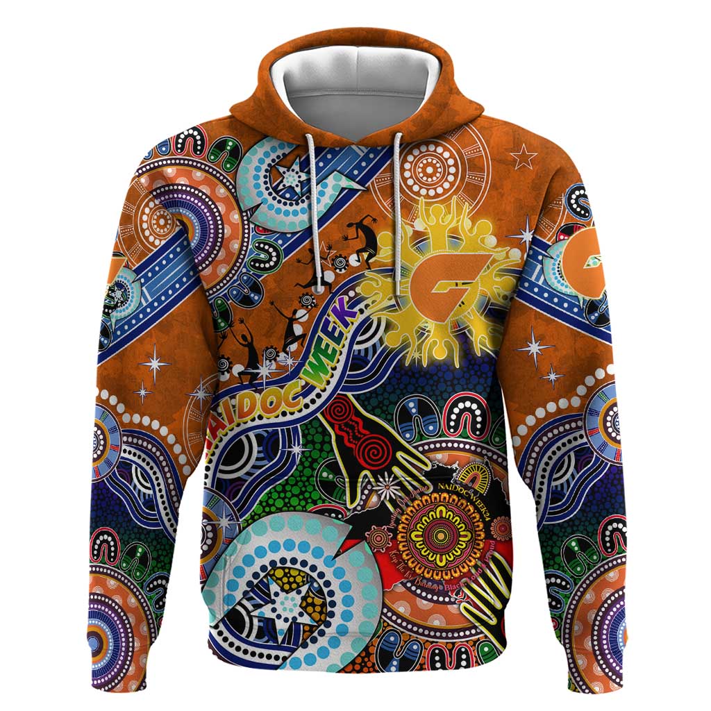 Custom NAIDOC Week 2024 GWS Giants Hoodie Australia Aboriginal Dot Painting