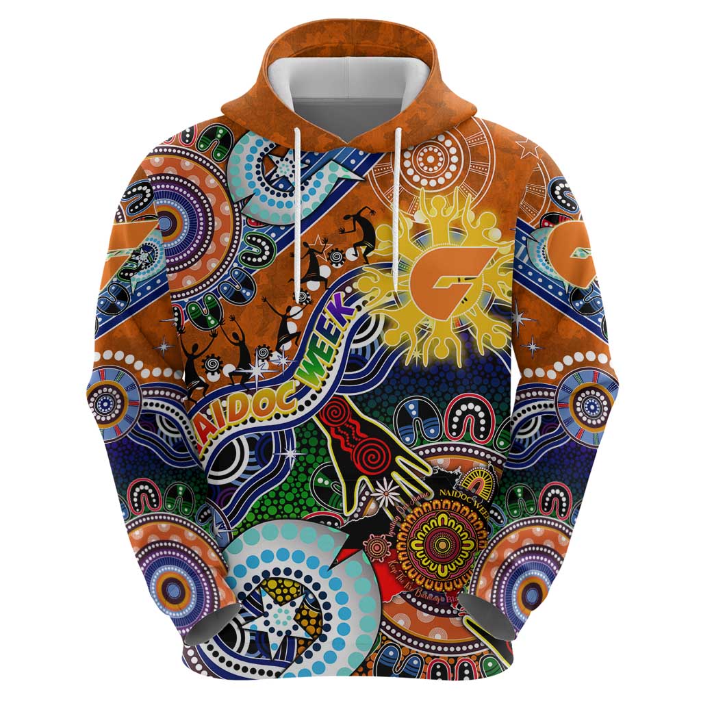 Custom NAIDOC Week 2024 GWS Giants Hoodie Australia Aboriginal Dot Painting