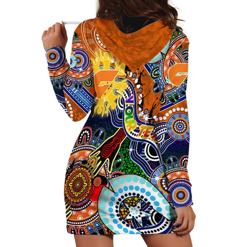 Custom NAIDOC Week 2024 GWS Giants Hoodie Dress Australia Aboriginal Dot Painting