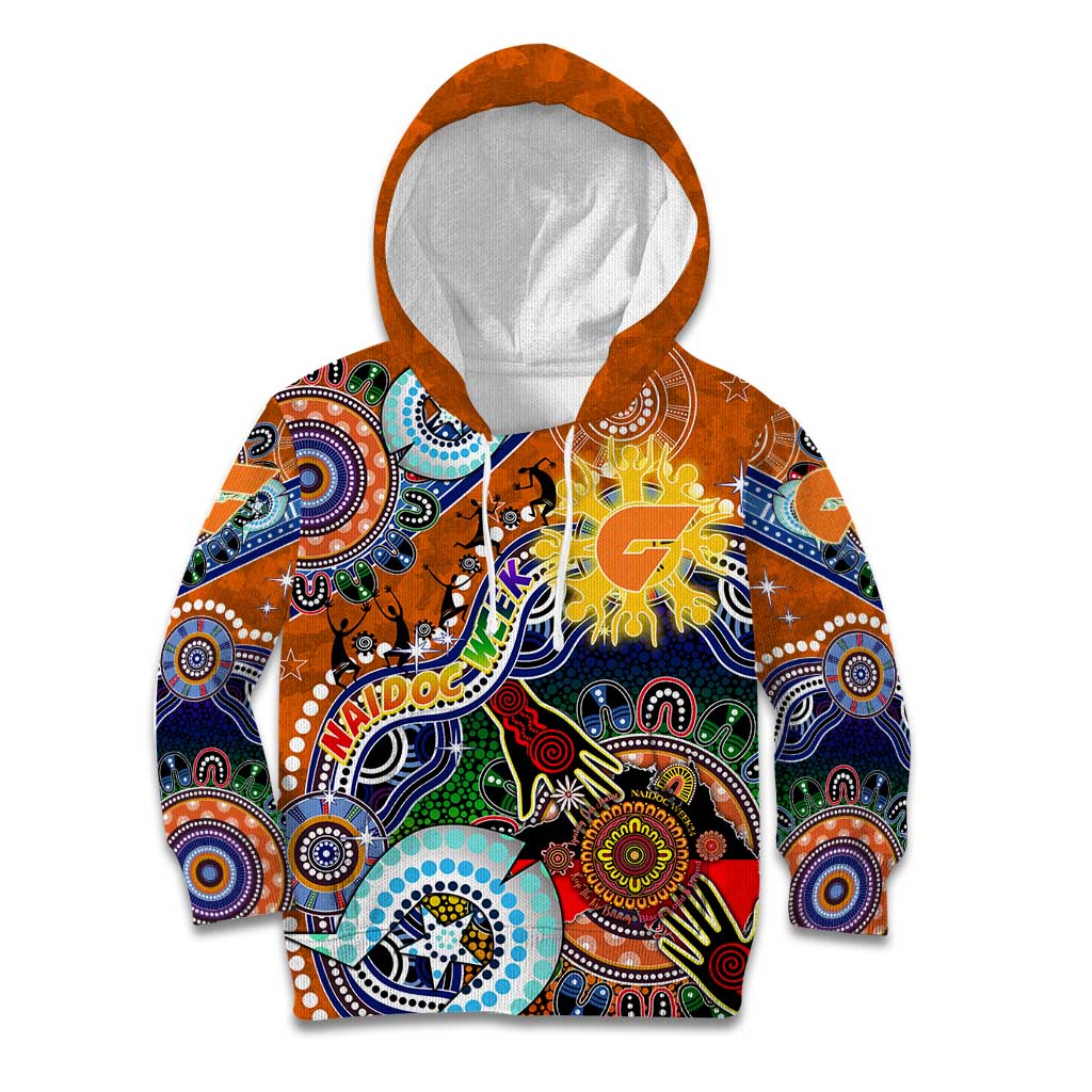Custom NAIDOC Week 2024 GWS Giants Kid Hoodie Australia Aboriginal Dot Painting