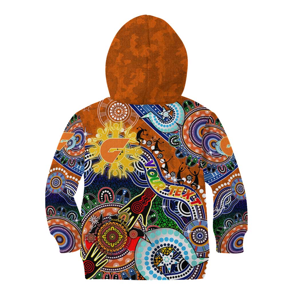 Custom NAIDOC Week 2024 GWS Giants Kid Hoodie Australia Aboriginal Dot Painting