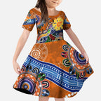 Custom NAIDOC Week 2024 GWS Giants Kid Short Sleeve Dress Australia Aboriginal Dot Painting