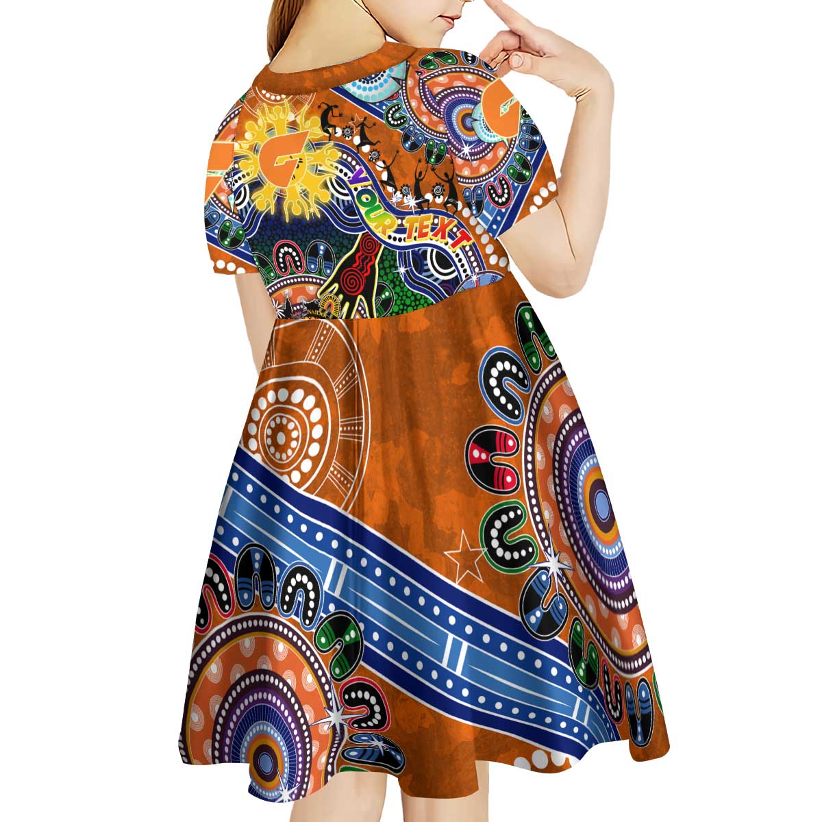 Custom NAIDOC Week 2024 GWS Giants Kid Short Sleeve Dress Australia Aboriginal Dot Painting