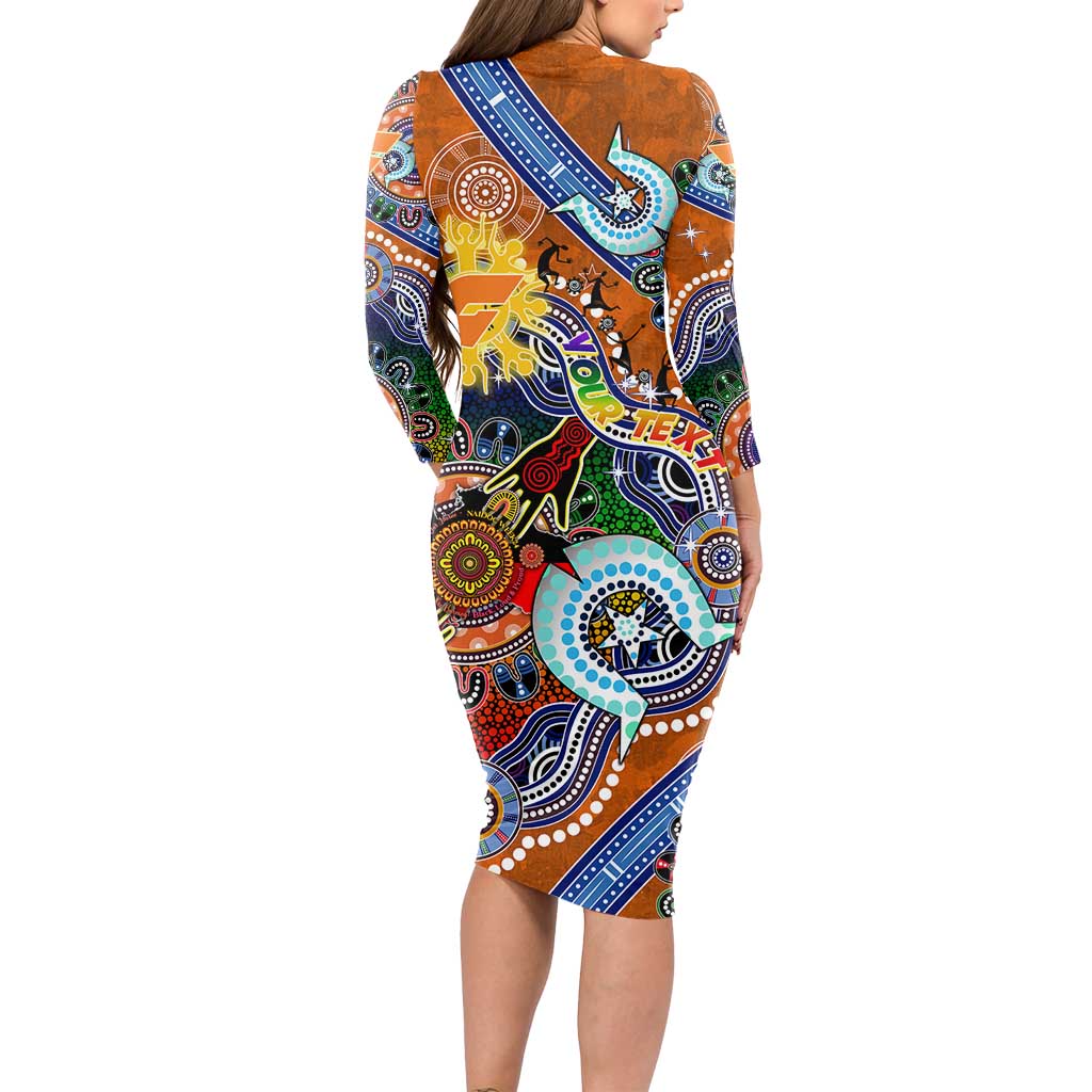 Custom NAIDOC Week 2024 GWS Giants Long Sleeve Bodycon Dress Australia Aboriginal Dot Painting
