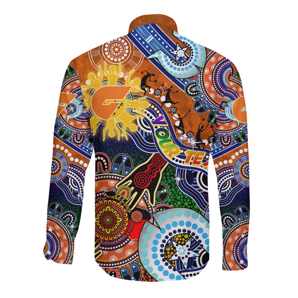 Custom NAIDOC Week 2024 GWS Giants Long Sleeve Button Shirt Australia Aboriginal Dot Painting