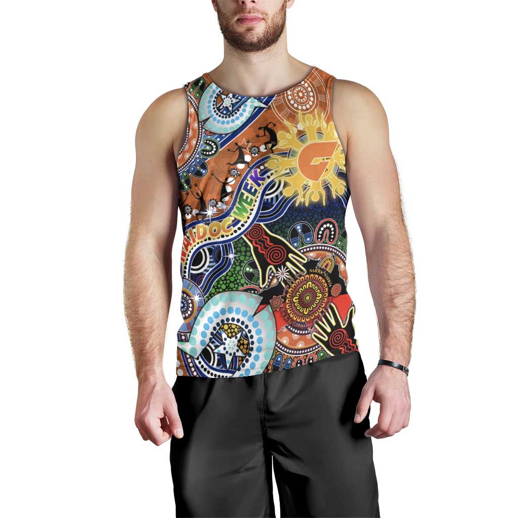 Custom NAIDOC Week 2024 GWS Giants Men Tank Top Australia Aboriginal Dot Painting