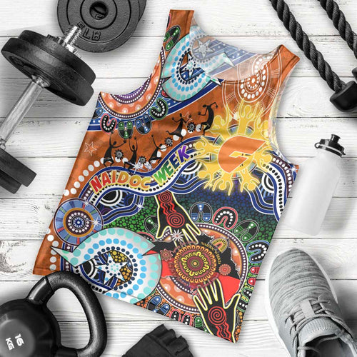 Custom NAIDOC Week 2024 GWS Giants Men Tank Top Australia Aboriginal Dot Painting