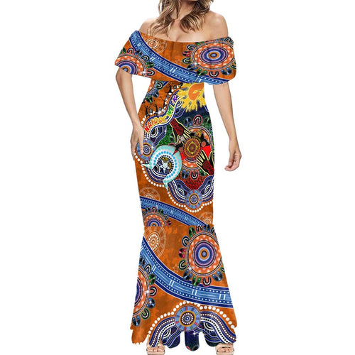 Custom NAIDOC Week 2024 GWS Giants Mermaid Dress Australia Aboriginal Dot Painting