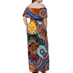 Custom NAIDOC Week 2024 GWS Giants Off Shoulder Maxi Dress Australia Aboriginal Dot Painting