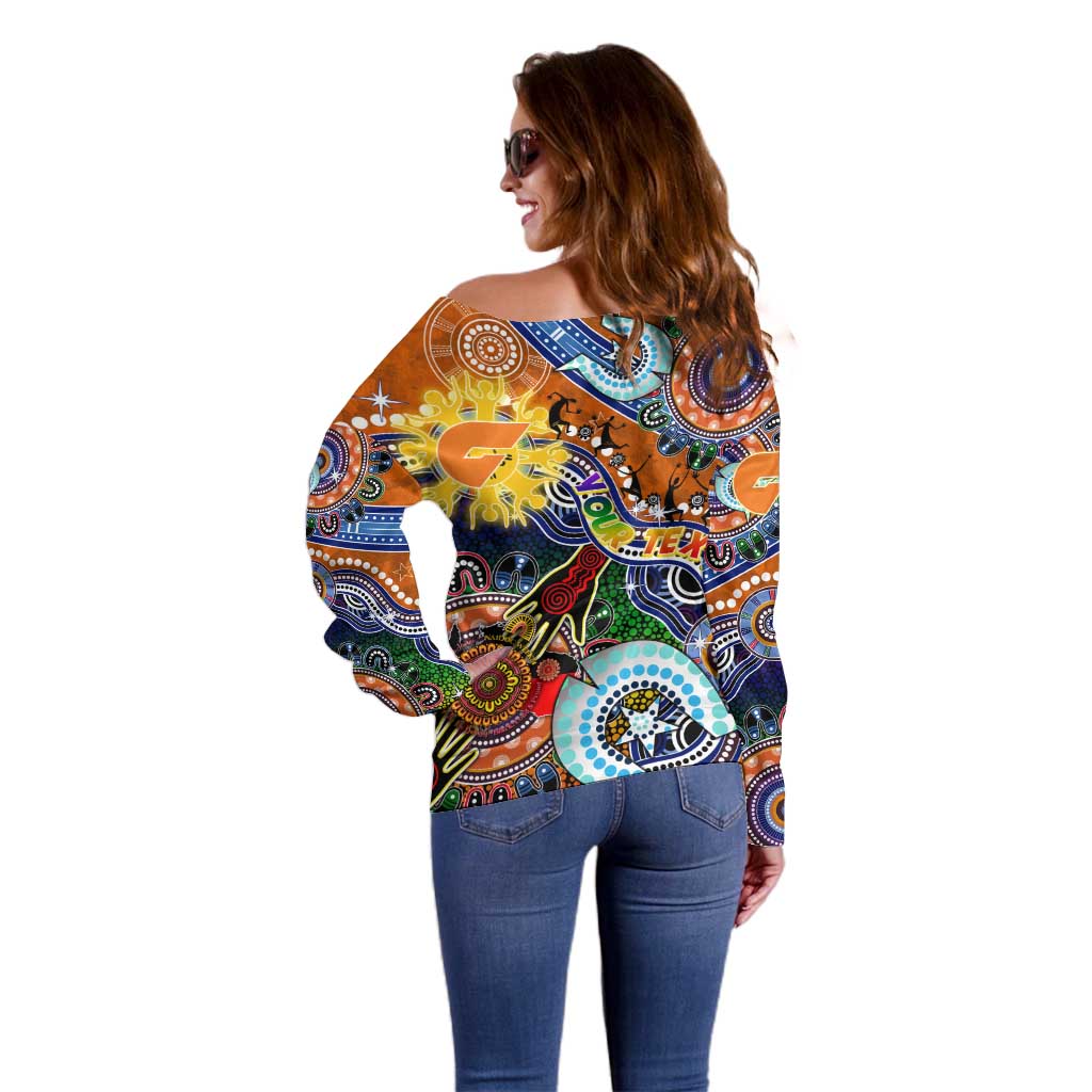 Custom NAIDOC Week 2024 GWS Giants Off Shoulder Sweater Australia Aboriginal Dot Painting