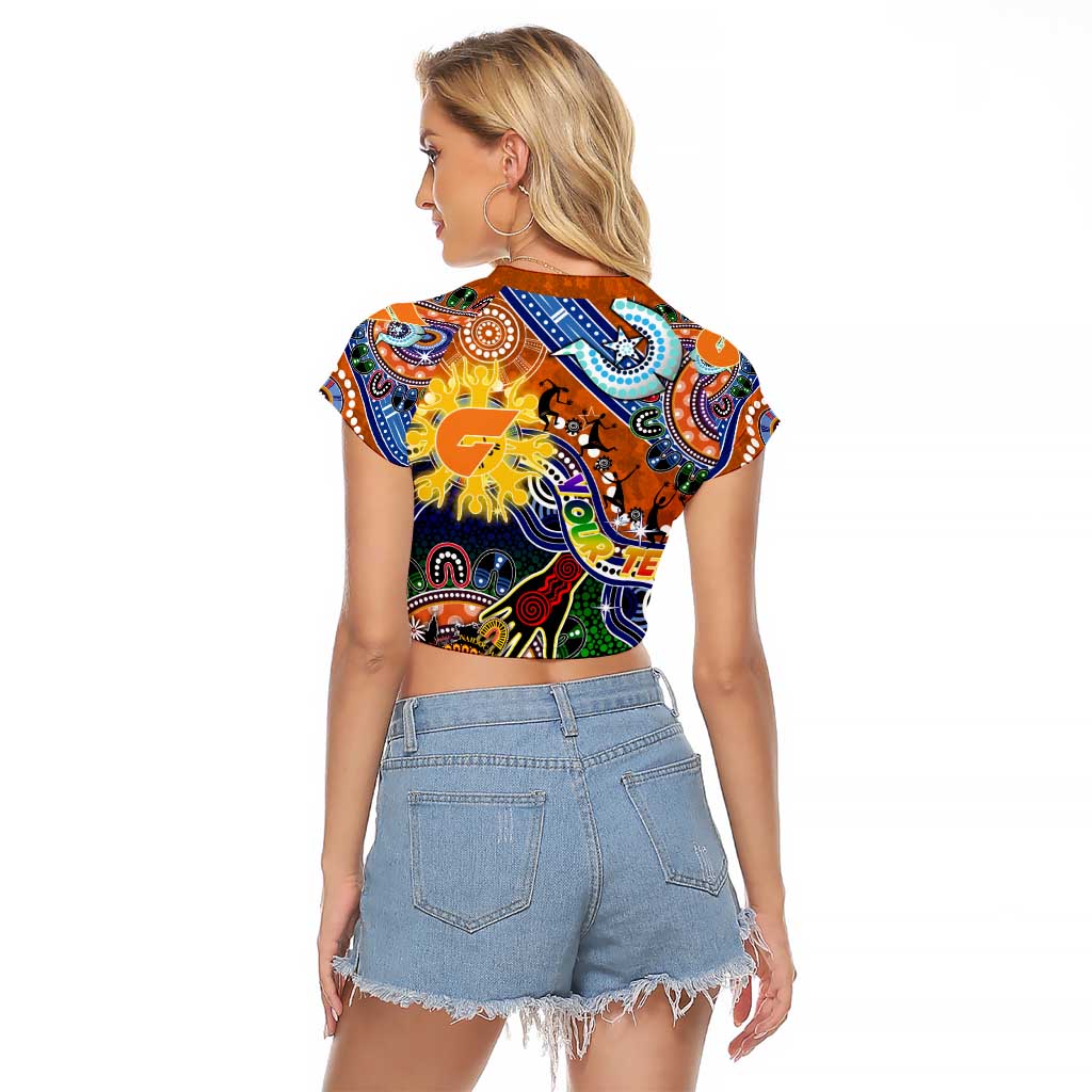 Custom NAIDOC Week 2024 GWS Giants Raglan Cropped T Shirt Australia Aboriginal Dot Painting