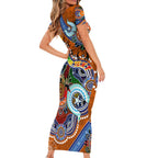 Custom NAIDOC Week 2024 GWS Giants Short Sleeve Bodycon Dress Australia Aboriginal Dot Painting