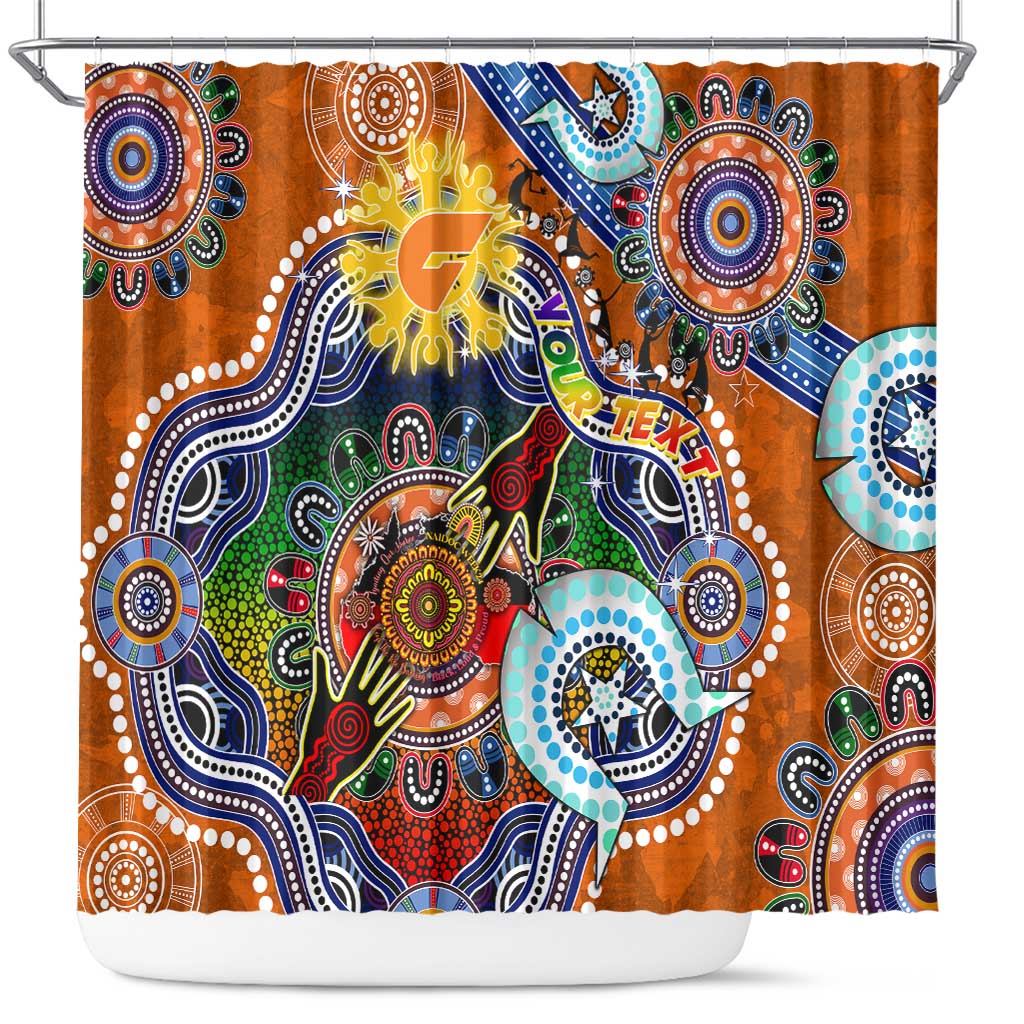 Custom NAIDOC Week 2024 GWS Giants Shower Curtain Australia Aboriginal Dot Painting