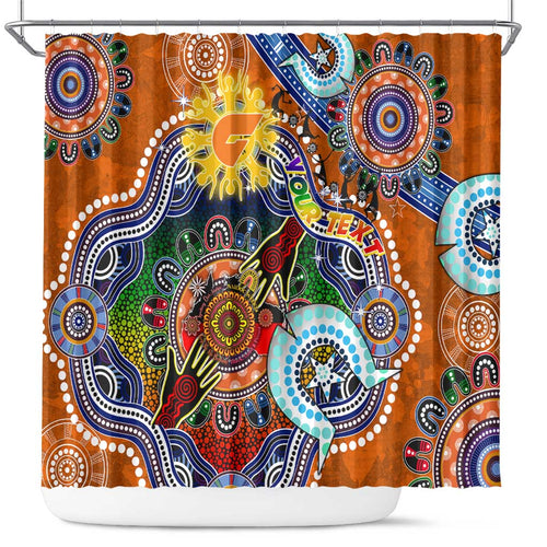 Custom NAIDOC Week 2024 GWS Giants Shower Curtain Australia Aboriginal Dot Painting