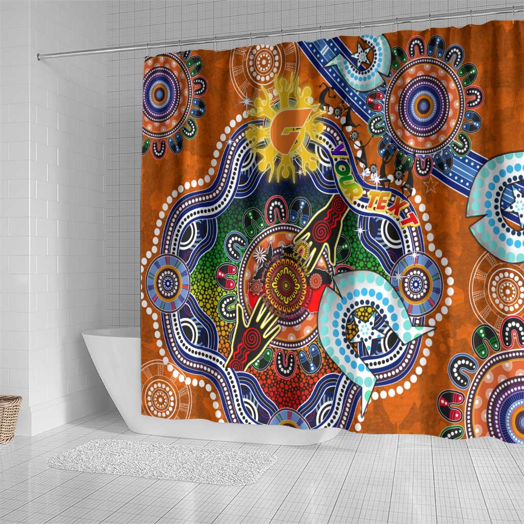 Custom NAIDOC Week 2024 GWS Giants Shower Curtain Australia Aboriginal Dot Painting