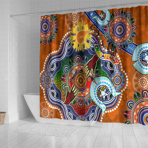 Custom NAIDOC Week 2024 GWS Giants Shower Curtain Australia Aboriginal Dot Painting