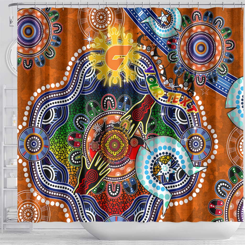Custom NAIDOC Week 2024 GWS Giants Shower Curtain Australia Aboriginal Dot Painting