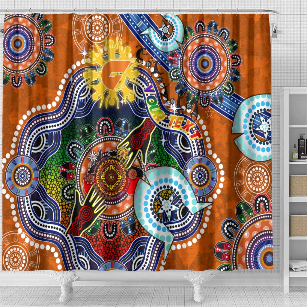 Custom NAIDOC Week 2024 GWS Giants Shower Curtain Australia Aboriginal Dot Painting
