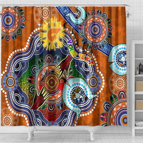 Custom NAIDOC Week 2024 GWS Giants Shower Curtain Australia Aboriginal Dot Painting