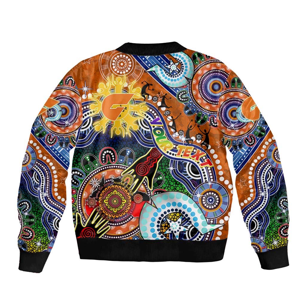 Custom NAIDOC Week 2024 GWS Giants Sleeve Zip Bomber Jacket Australia Aboriginal Dot Painting