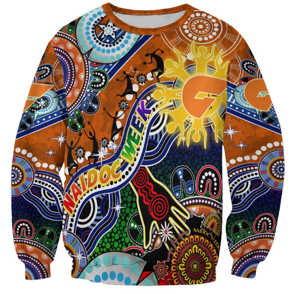 Custom NAIDOC Week 2024 GWS Giants Sweatshirt Australia Aboriginal Dot Painting