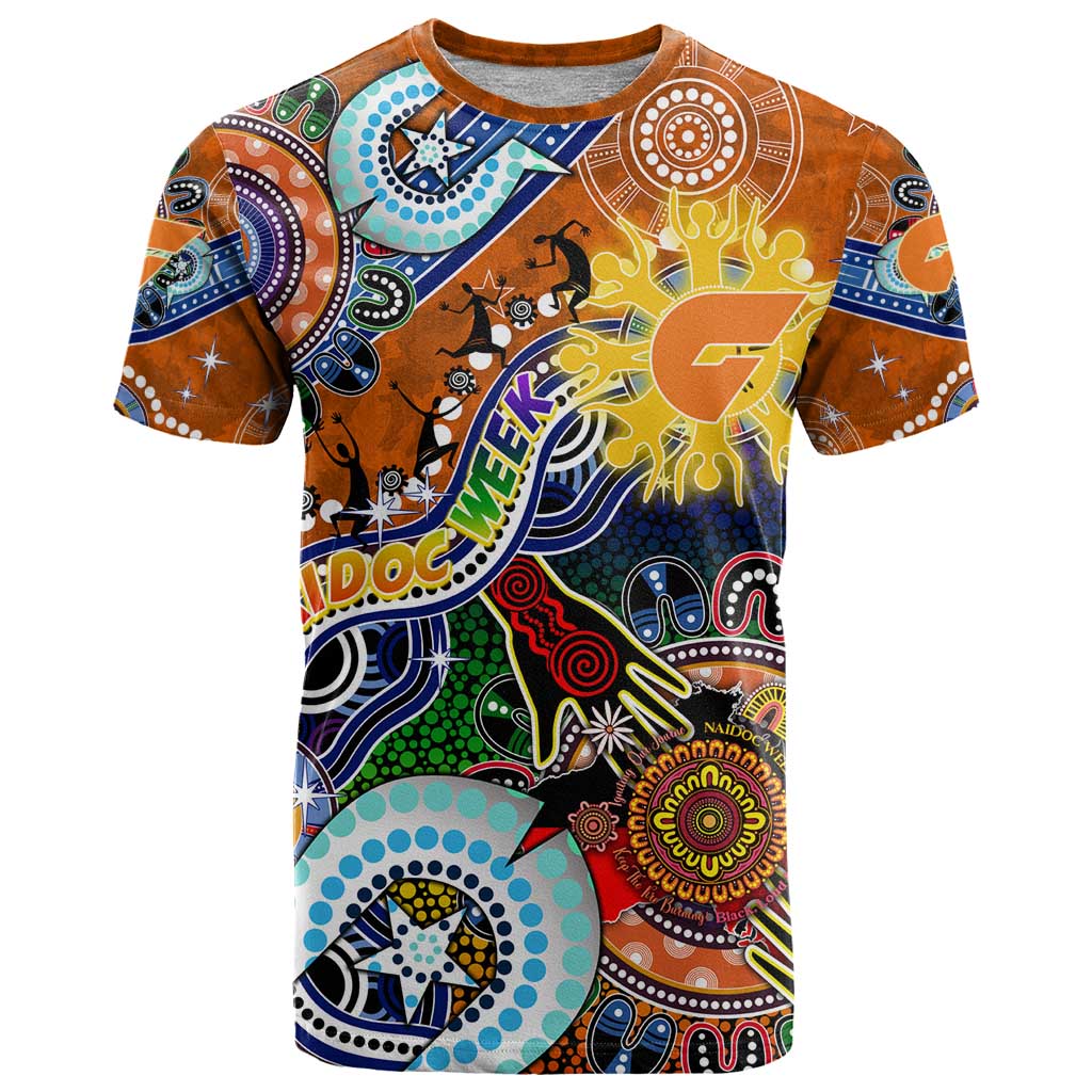 Custom NAIDOC Week 2024 GWS Giants T Shirt Australia Aboriginal Dot Painting