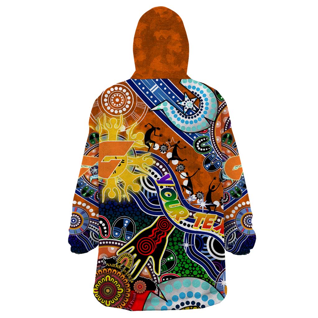 Custom NAIDOC Week 2024 GWS Giants Wearable Blanket Hoodie Australia Aboriginal Dot Painting