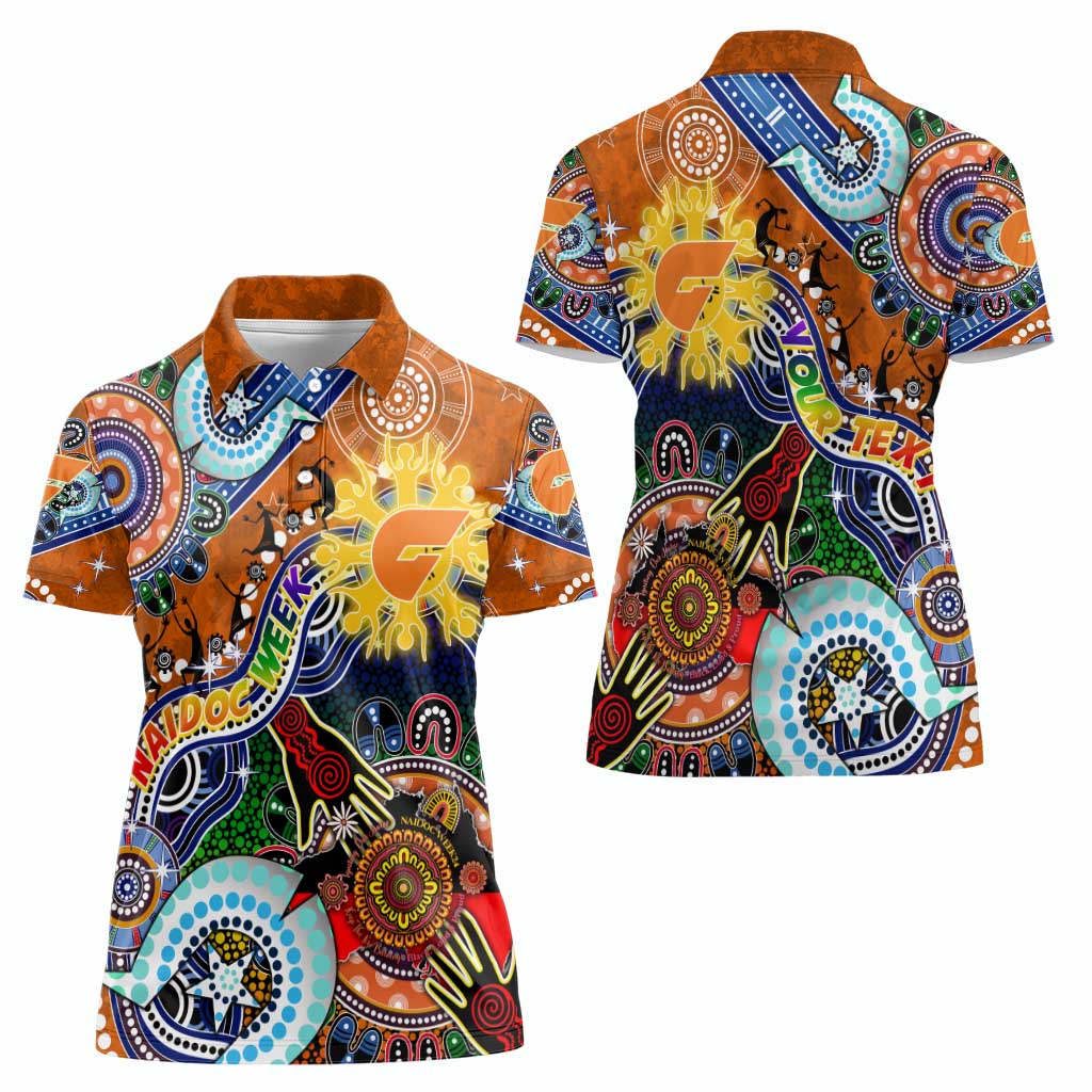 Custom NAIDOC Week 2024 GWS Giants Women Polo Shirt Australia Aboriginal Dot Painting