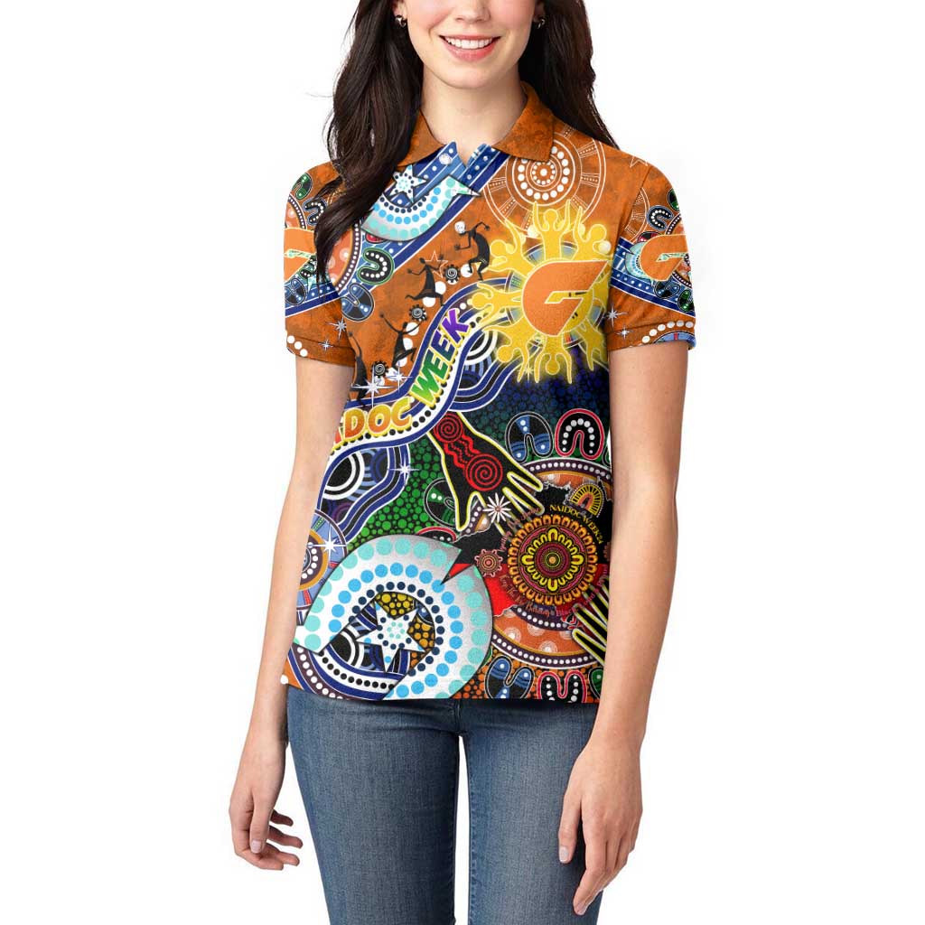 Custom NAIDOC Week 2024 GWS Giants Women Polo Shirt Australia Aboriginal Dot Painting