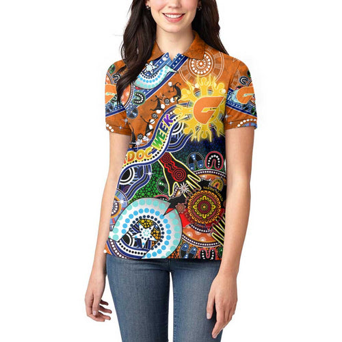 Custom NAIDOC Week 2024 GWS Giants Women Polo Shirt Australia Aboriginal Dot Painting