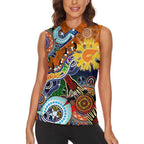 Custom NAIDOC Week 2024 GWS Giants Women Sleeveless Polo Shirt Australia Aboriginal Dot Painting