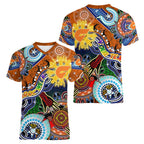 Custom NAIDOC Week 2024 GWS Giants Women V-Neck T-Shirt Australia Aboriginal Dot Painting