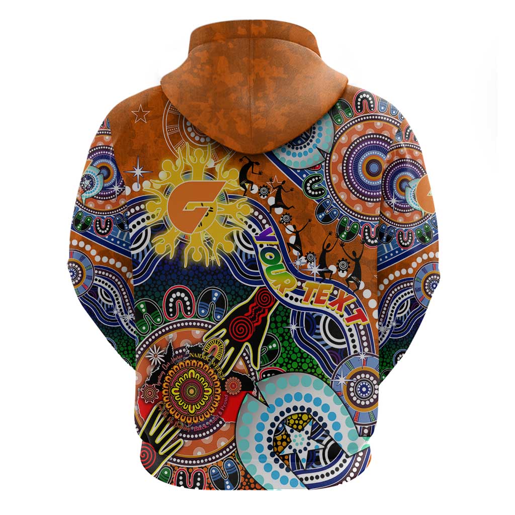 Custom NAIDOC Week 2024 GWS Giants Zip Hoodie Australia Aboriginal Dot Painting